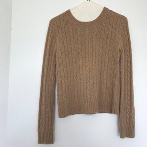 J Crew Cable Knit Sweater Tan/Acorn Wool Blend